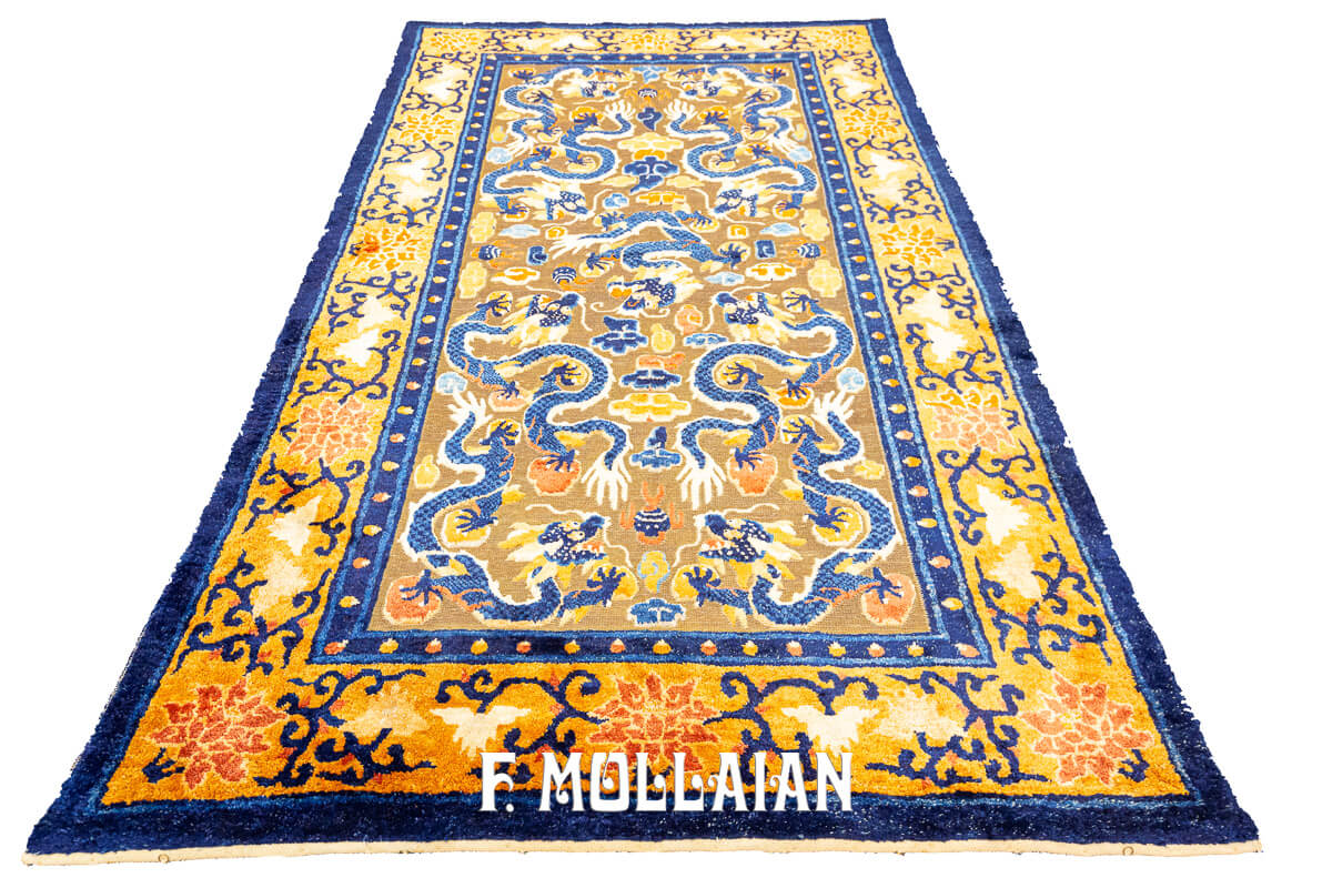 Imperial Silk and Metal Thread Chinese Rug n°:945127